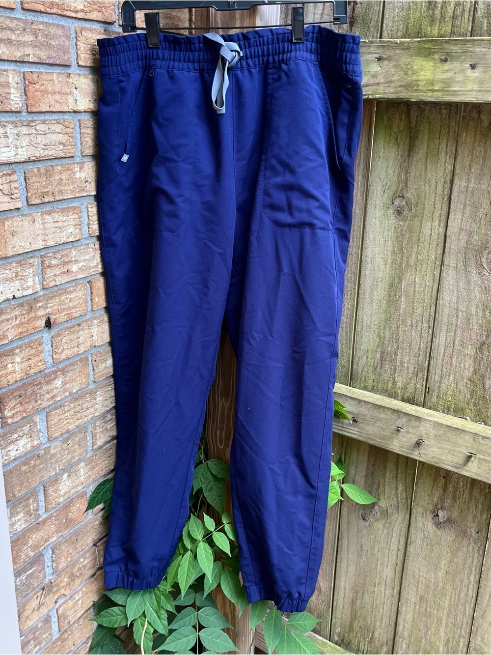 Figs Navy Joggers with Gray Drawstring